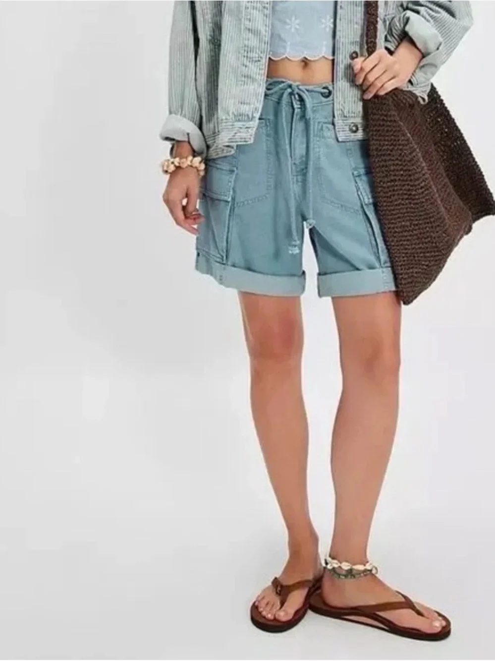 Free People Frankie Washed Shorts Tourmaline - Picture 3 of 8